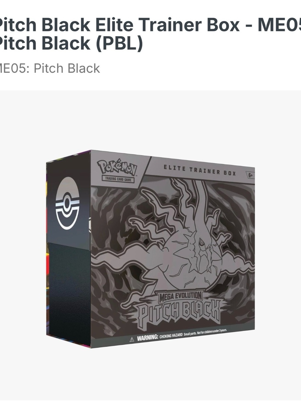 Pokemon Pitch Black Elite Trainer Box with Gray Artwork